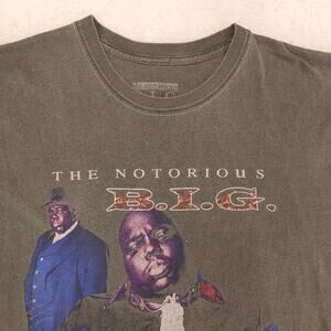 Biggie Notorious BIG Rap Short Sleeve Crew Neck Shirt Mens Size Large L Gray